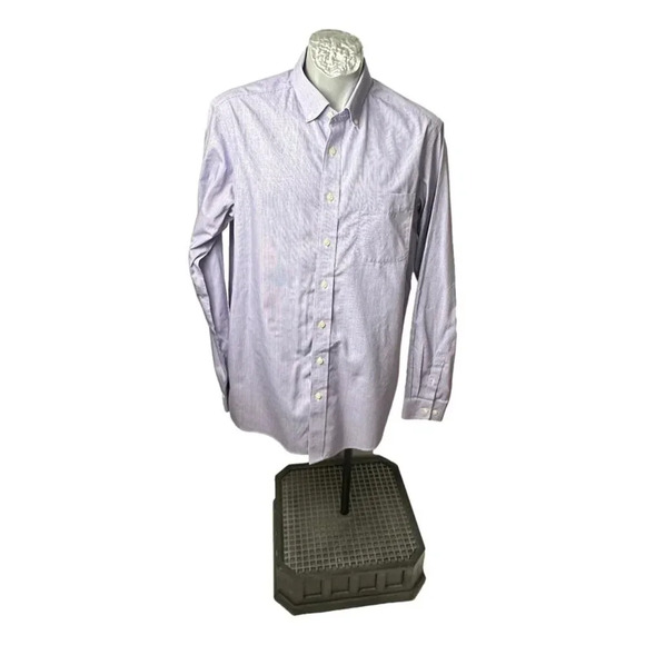 Eddie Bauer  Mens Shirt Size LT Purple White Small Check Tall Long Sleeve - Picture 6 of 7